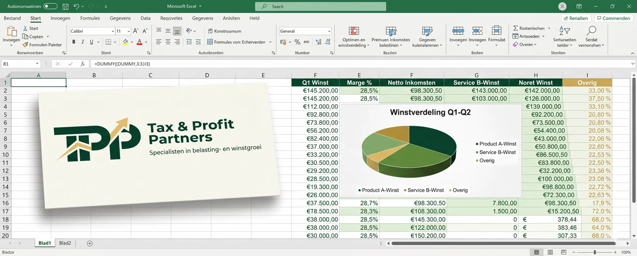 Winst-dashboard van Tax & Profit Partners